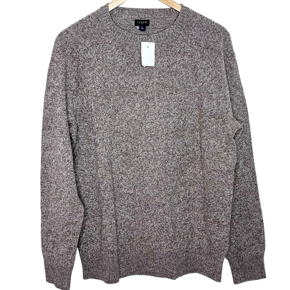 J Crew Supersoft Lambswool Blend Crewneck Sweater Tan Mens Size L Fisherman
